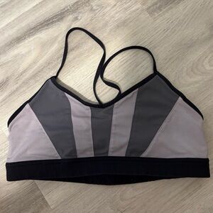 ALO Yoga Black and Cream Strappy Sports Bra